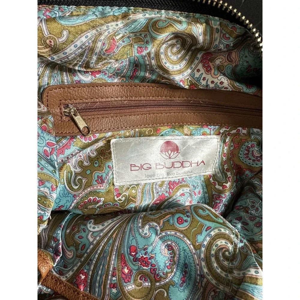 Big Buddha Black BOHO Crossbody Double Handle‎ Mailbag Purse Satchel Paisley Bag